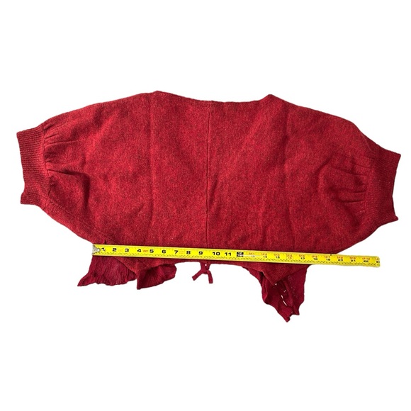 $148 Anthropologie Winter Goodies Sweater Small / Medium 2 4 6 8 Red Wool Cozy - Picture 6 of 11